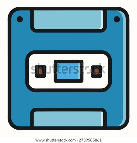 Blue Floppy Disk Icon for Data Storage