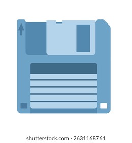 blue floppy disk icon – flat vector download and save symbol	