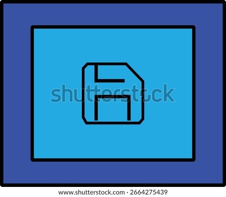 Blue floppy disk save icon for data storage vector
