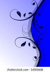 A blue floral abstract vector background in a portrait orientation.