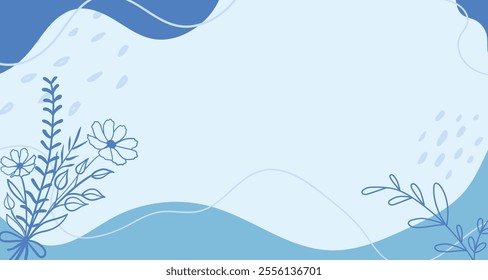 blue floral aesthetic hand drawn background. soft blue pastel aesthetic background.