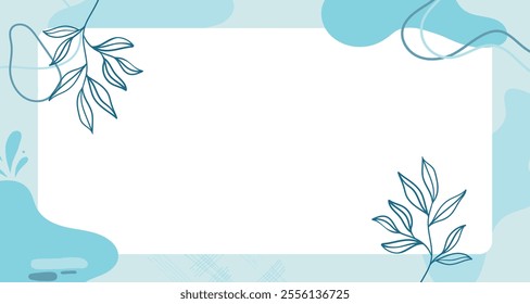 blue floral aesthetic hand drawn background. soft blue pastel aesthetic background.