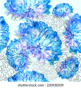 Blue floral background asterl. Vector