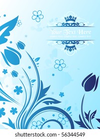 Blue floral background with banner