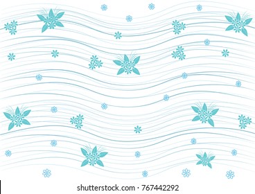 Blue floral background pattern.Flower on the Light wavy.- Illustration
Flower, Decor, Springtime, Season, Summer, Backgrounds, Femininity, Plant