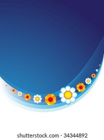 Blue floral background with place for text