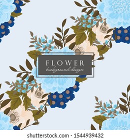 Blue floral background seamless pattern