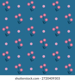 Blauer floraler Hintergrund nahtloses Muster-Design - Blumengrafik, Vektor