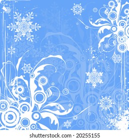 blue floral background & snowflakes