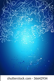 Blue floral background. Vector illustration