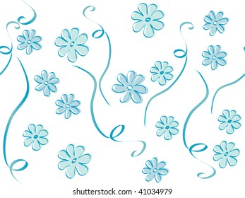 Blue floral background - vector illustration