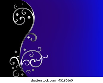 Blue floral background - vector illustration