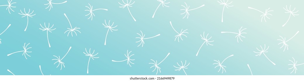 blue floral banner with dandelion seeds- vector illustration