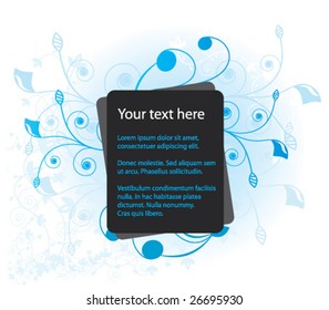 Blue floral banner. Vector.