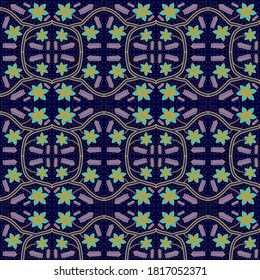 El batik floral azul es adecuado para el diseño de ropa. ilustración vectorial