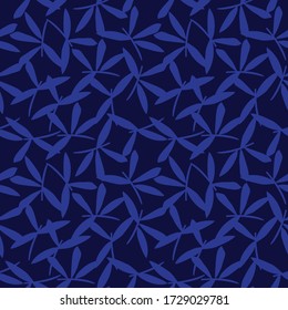 Blue Floral botanical seamless pattern background suitable for fashion prints, graphics, backgrounds and crafts