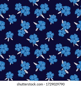 Blue Floral botanical seamless pattern background suitable for fashion prints, graphics, backgrounds and crafts