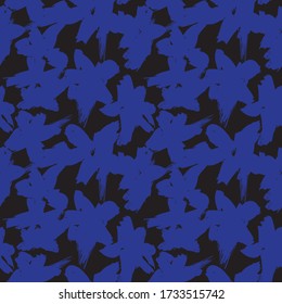 Blue Floral brush strokes seamless pattern background for fashion prints, graphics, backgrounds and crafts