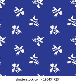 Blue Floral brush strokes seamless pattern background for fashion prints, graphics, backgrounds and crafts