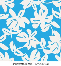 Blue Floral brush strokes seamless pattern background for fashion prints, graphics, backgrounds and crafts