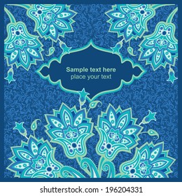 Blue floral card template