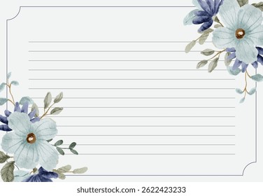 blue floral card watercolor frame
