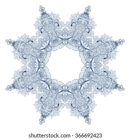 blue floral circle pattern. Background in the style of Chinese painting on porcelain. Ornamental design element. Pattern endless fragments.