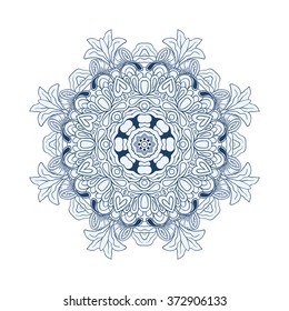 blue floral circle pattern. Background in the style of Chinese painting on porcelain. Ornamental design element. Pattern endless fragments.