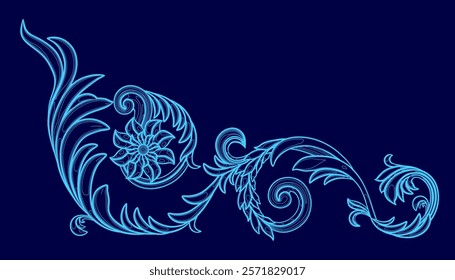 Blue floral design with a blue background. The design is very detailed and intricate. The blue background gives the design a sense of depth and contrast