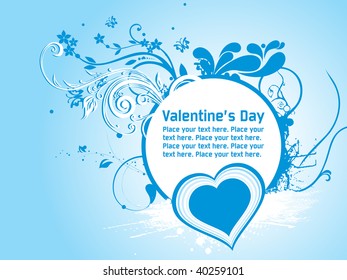 blue floral design with heart shape card and butterfly