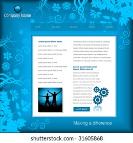 Blue floral editable vector website template
