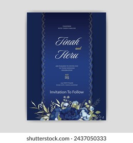 Blue Floral and Elegant Handdrawn Card. Illustrator and designer. Wedding Invites, save the date, Birthday Invites, Video Invites, E-Cards.