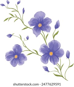 Blue floral flower painting pattern