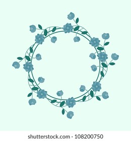 Blue floral frame background