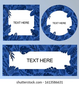 blue floral frame collection vector