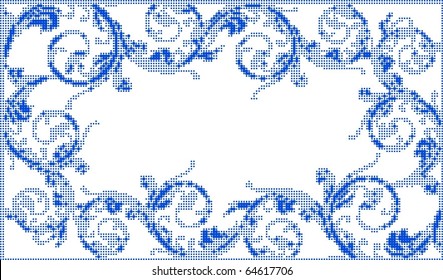 blue floral frame for embroidery