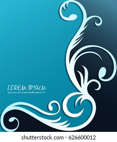 Blue floral frame, Suitable for cover book, invitation, and other. Vector Illustration