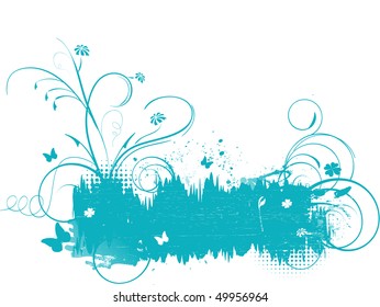 Blue floral grunge background