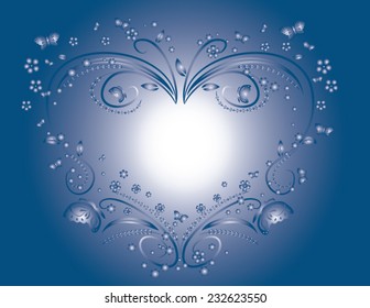 blue floral heart background