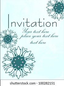 blue floral invitation