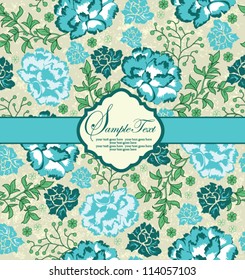blue floral invitation card with place for text