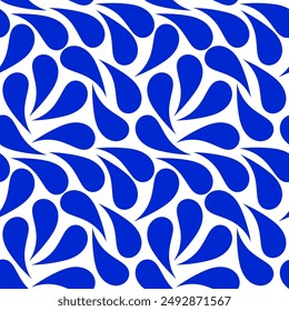 Blue floral leaf seamless pattern. Vector illustration