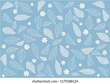 Blue floral leaves background.