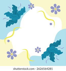 Blue floral minimal background. Vector illustration