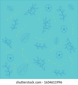 blue floral natural pattern art