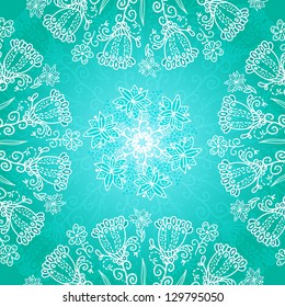 Blue floral ornament doodles background