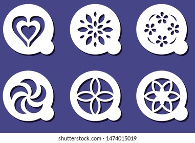 Blue floral ornamental stencil art