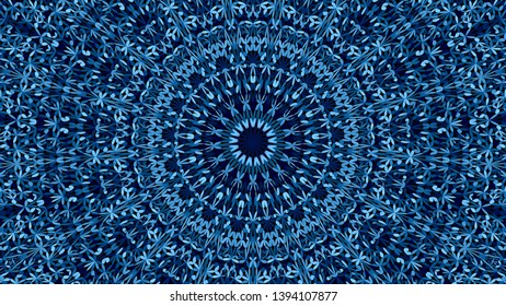 Blue floral ornate mandala pattern background - abstract geometrical vector ornament wallpaper illustration