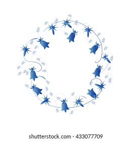 blue floral pattern with bells