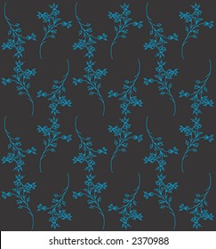 blue floral pattern on a black background